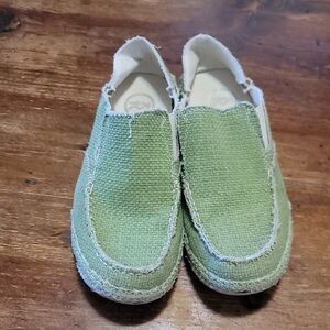 Womens Green Moccasins Slip-On Shoes